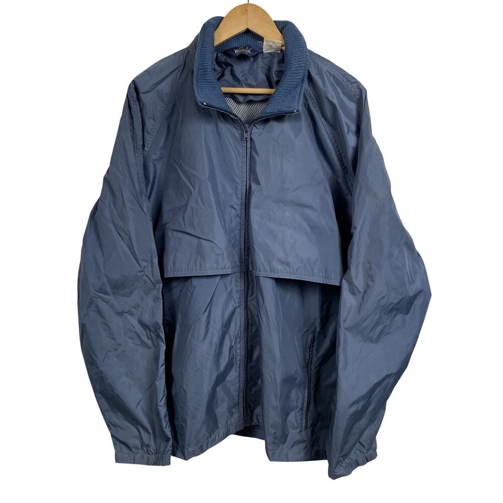 VTG Woolrich‎ Raincoat Mens XL Navy w/ Zip Hood